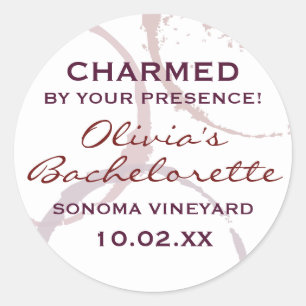 Rustic Dark Red Wine Stain Bachelorette Classic Round Sticker