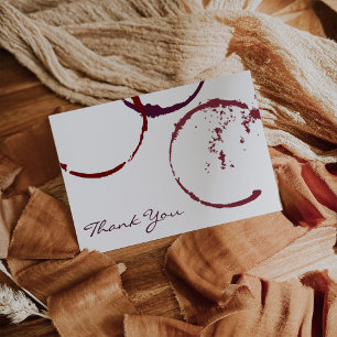 Rustic Dark Red Wine Stain Flat Thank You Card