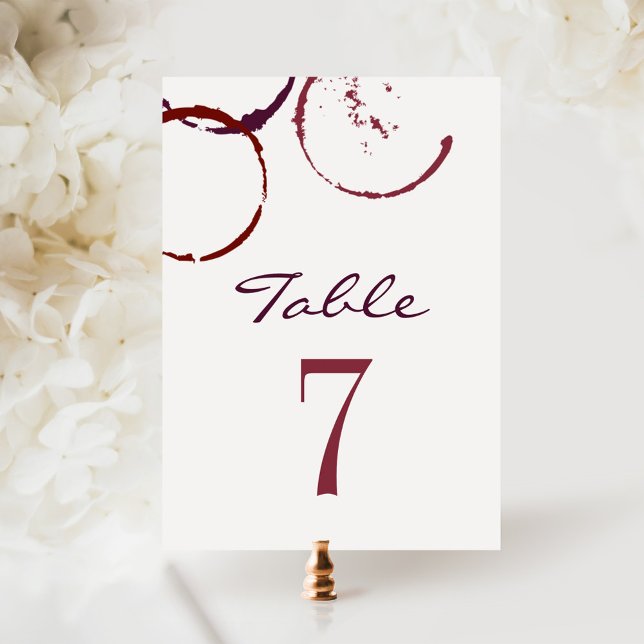 Rustic Dark Red Wine Stain Wedding Table Number (Creator Uploaded)