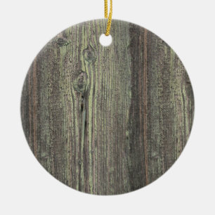 Rustic Dark Weathered Wood Background Ceramic Ornament