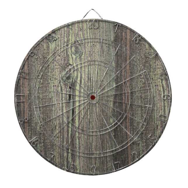 Rustic Dark Weathered Wood Background Dartboard (Front)