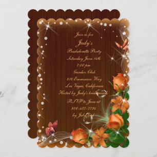 Rustic Dark Wood Floral Bachelorette Party Invitation
