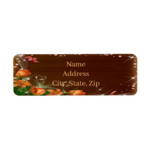 Rustic Dark Wood Floral Butterfly Wedding Address Return Address Label