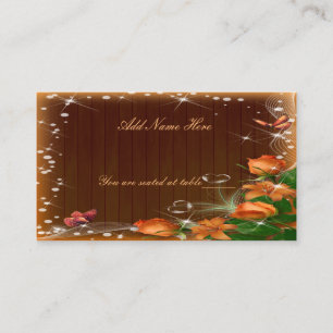 Rustic Dark Wood Floral Butterfly Wedding Table Place Card