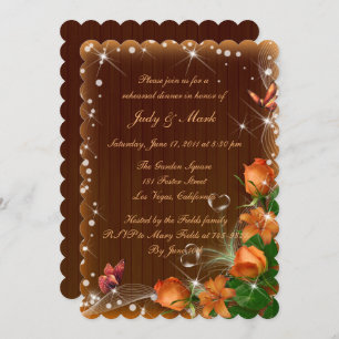 Rustic Dark Wood Floral Wedding Rehearsal Dinner Invitation