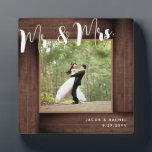 Rustic Dark Wood Mr. & Mrs. Wedding Photo Frame<br><div class="desc">This design features a faux rustic wood "frame." Click the customise button for more flexibility in modifying the text. Variations of this design, different paper types, as well as coordinating products are available in our shop, zazzle.com/store/doodlelulu. Contact us if you need this design applied to a specific product to create...</div>