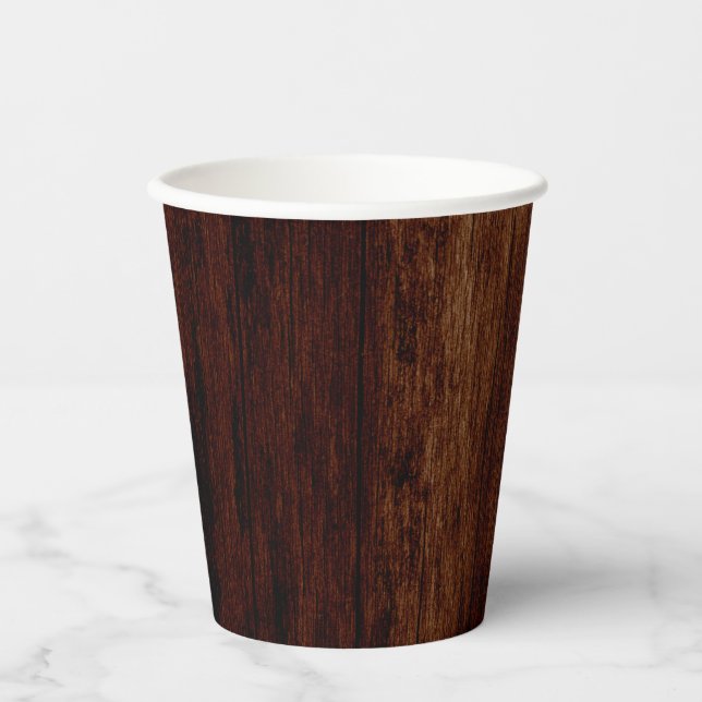 Rustic Dark Wood Paper Cups (Front)