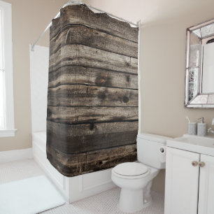 Rustic Dark Wood Shower Curtain