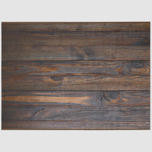 Rustic Dark Wood Tone Tissue Paper (Front)