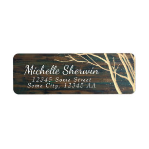 Rustic Dark Wood Tree Branches Return Address Label