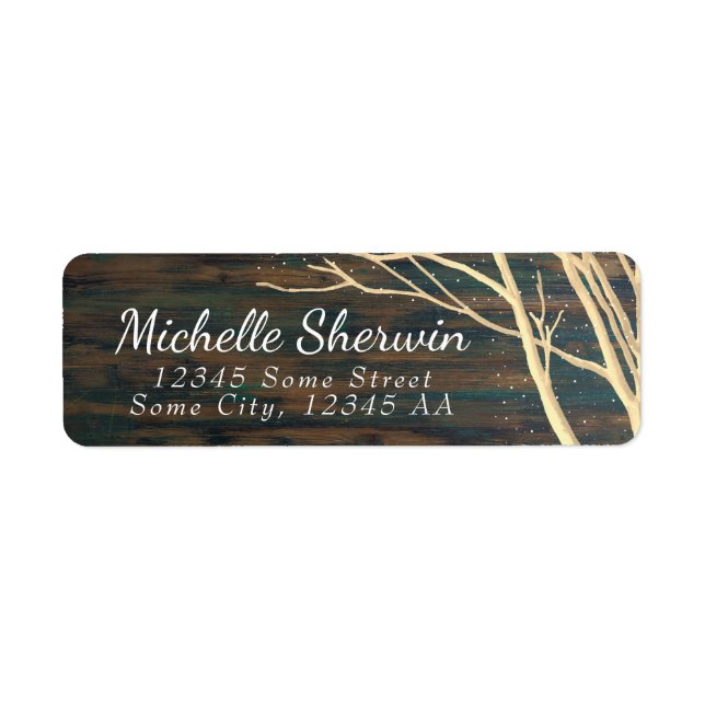 Rustic Dark Wood Tree Branches Return Address Label (Front)