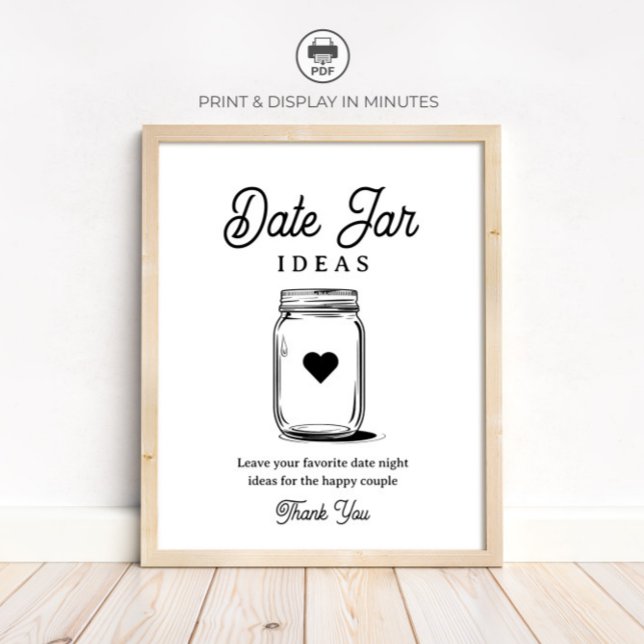 Rustic Date Jar Ideas Sign for Bridal Shower (Creator Uploaded)