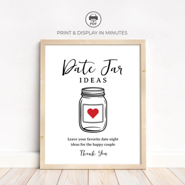 Rustic Date Jar Ideas Sign for Bridal Shower (Creator Uploaded)