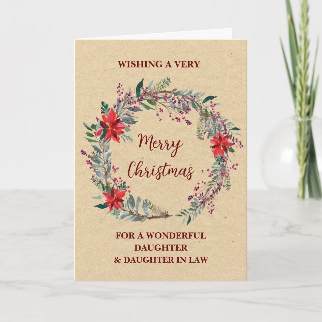 Rustic Daughter & Daughter in Law Merry Christmas Card (Front)
