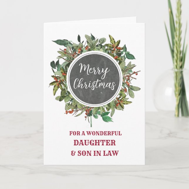 Rustic Daughter & Son in Law Merry Christmas Card (Front)
