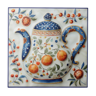 Rustic Decorative Farmhouse Vintage Teapot Ceramic Tile