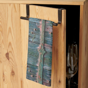 Rustic decorative wooden gate   tea towel