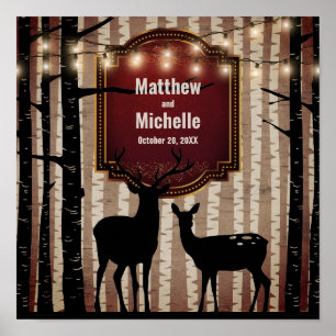Rustic Deer and Trees Fall/Winter Woodland Wedding Poster