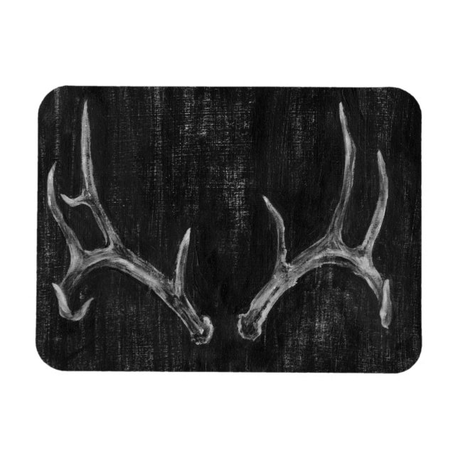 Rustic Deer Animal Head on Chalkboard Magnet (Horizontal)