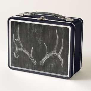 Rustic Deer Animal Head on Chalkboard Metal Lunch Box