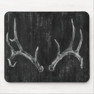 Rustic Deer Animal Head on Chalkboard Mouse Pad