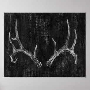 Rustic Deer Animal Head on Chalkboard Poster