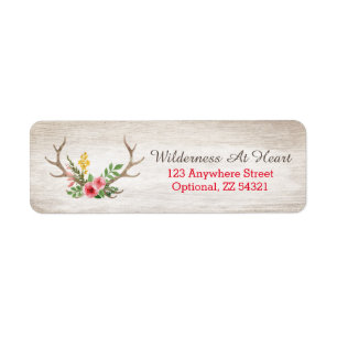 Rustic Deer Antler Bohemian Floral Return Address Label