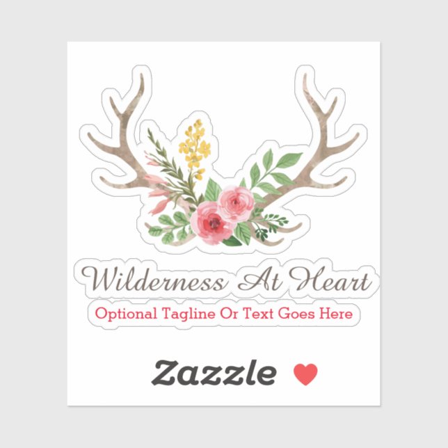 Rustic Deer Antler Bohemian Floral Watercolor Logo (Sheet)
