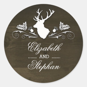 Rustic Deer Antlers Barn Wedding Classic Round Sticker