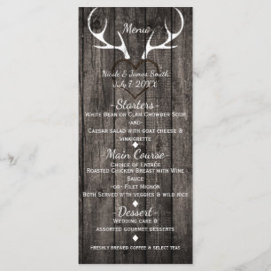 Rustic Deer Antlers & Carved Heart Wedding Menu