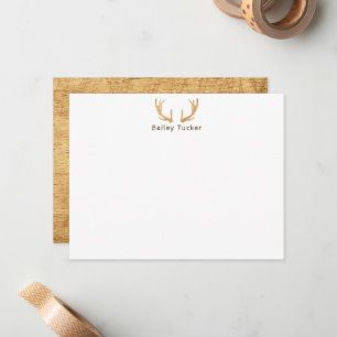 Rustic Deer Antlers Hunting Hunter Custom Name Card