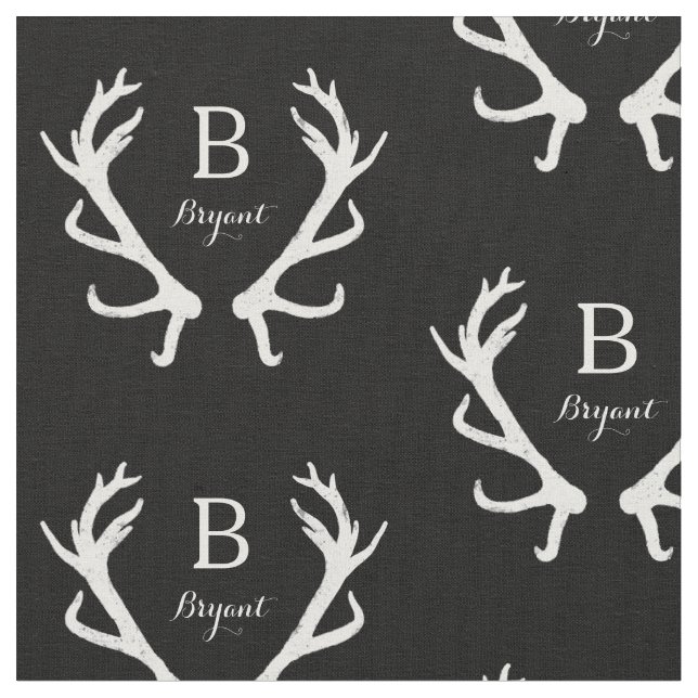 Rustic Deer Antlers Monogram, Choose Your Colour Fabric (Close Up)