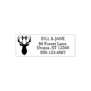 Rustic Deer Antlers Wedding Monogram Self-Inking Self-inking Stamp