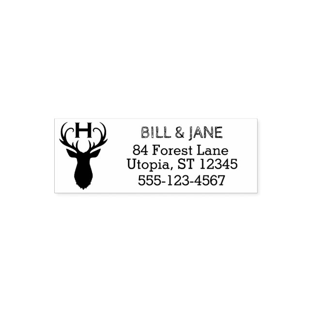 Rustic Deer Antlers | Wedding Monogram Self-Inking Self-inking Stamp (Design)