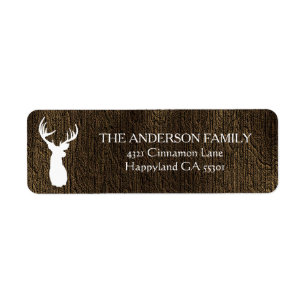 Rustic Deer Antlers Wood Return Address Label