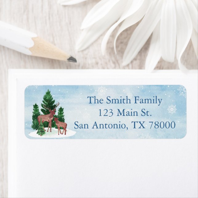 Rustic Deer Christmas Return Address Label (Insitu)