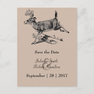 Rustic Deer Forest Wedding Save the Date Postcard