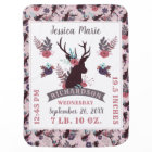 Rustic Deer Head New Baby Girl Birth Record Stats