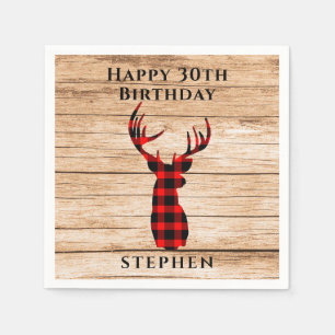 Rustic Deer Hunter Theme 30th Birthday Party Napkin
