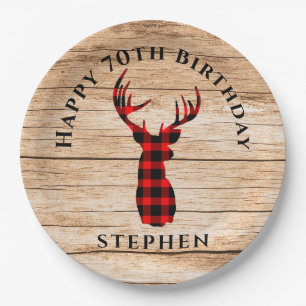 Rustic Deer Hunter Theme 70th Birthday Party  Paper Plate