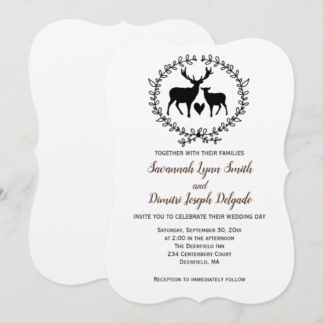 Rustic Deer Kraft Wedding Invitation (Front/Back)