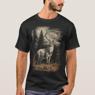 Rustic Deer Stag Elk Buck Whitetail Graphic T-Shirt