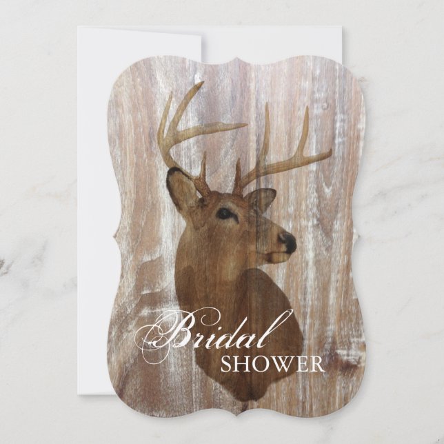 rustic deer the hunt is over bridal shower invitation (Front)