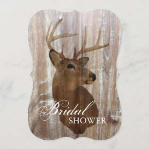 rustic deer the hunt is over bridal shower invitation