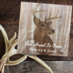 rustic deer the hunt is over wedding invitation