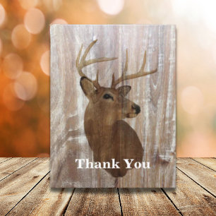 rustic deer the hunt is over wedding thank you card
