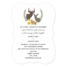Rustic Deer Wedding - Orange Floral Invitation
