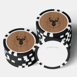 Rustic Deer Wildlife Hunting Wooden Family Poker Chips