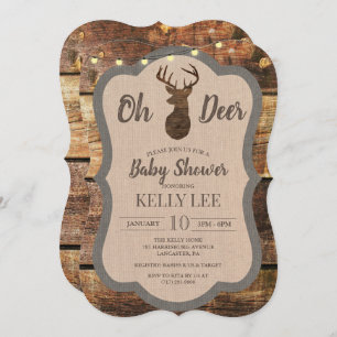 Rustic Deer Wood Baby Shower Invitation