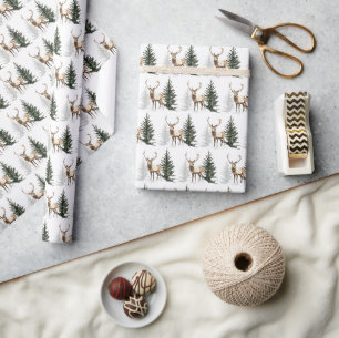 Rustic Deer Woodland Christmas Wrapping Paper